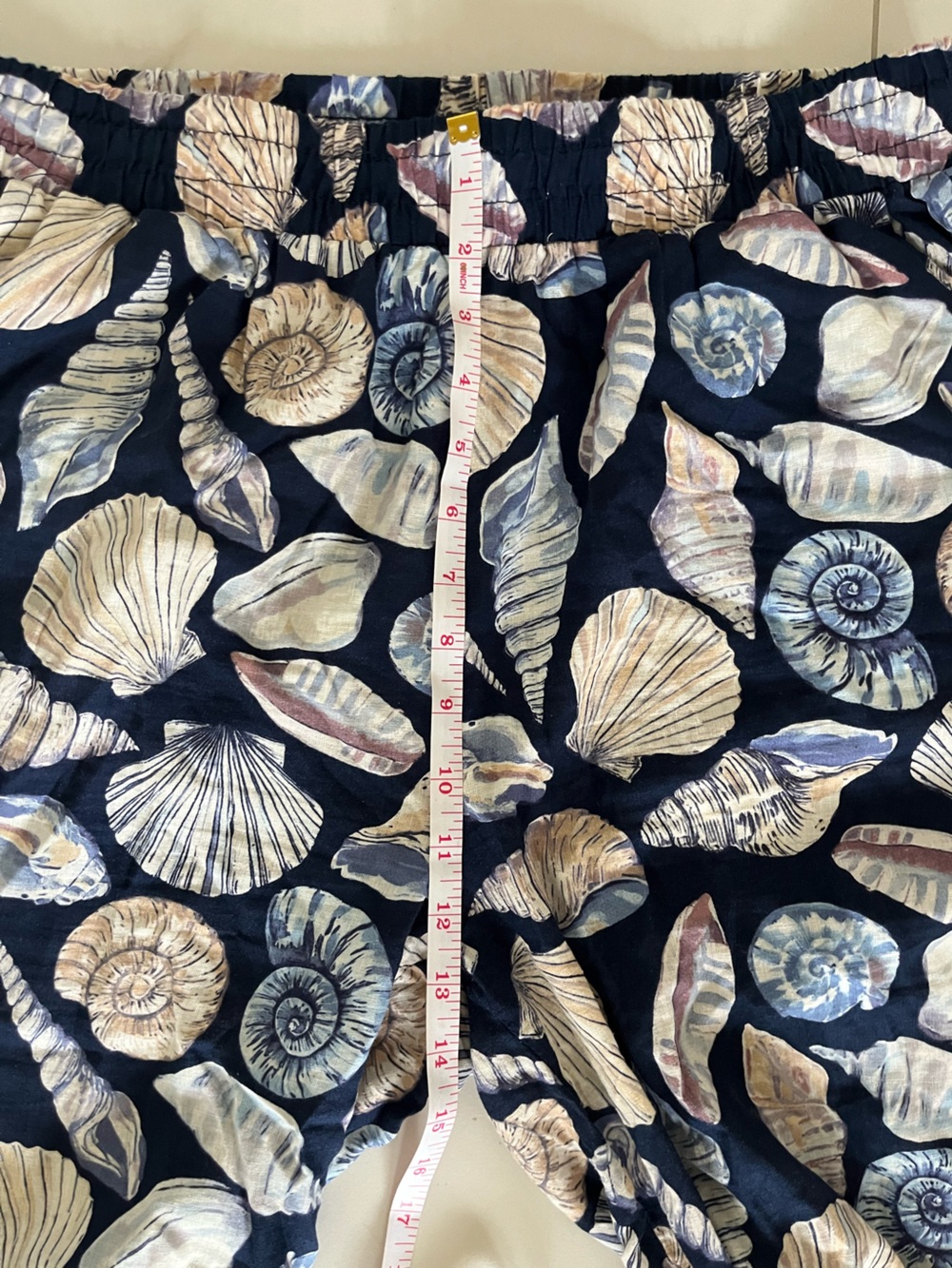 Calypso St Barth style Wide Leg Shell-Print Lounge Pants - Navy Large - Picture 4 of 7